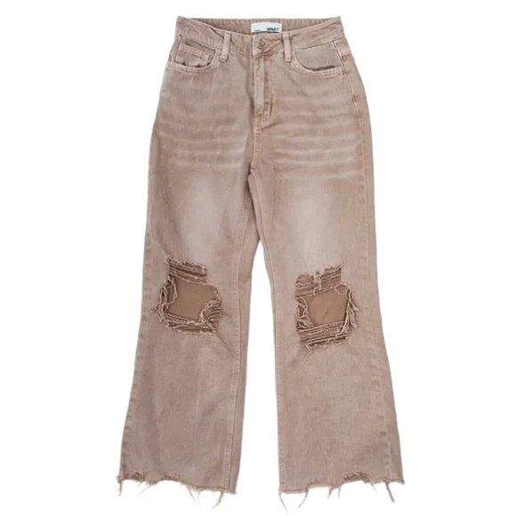 Vervet July Song 90’s Vintage Crop Flare Jeans Pink Distressed 24 High Rise - Picture 1 of 12